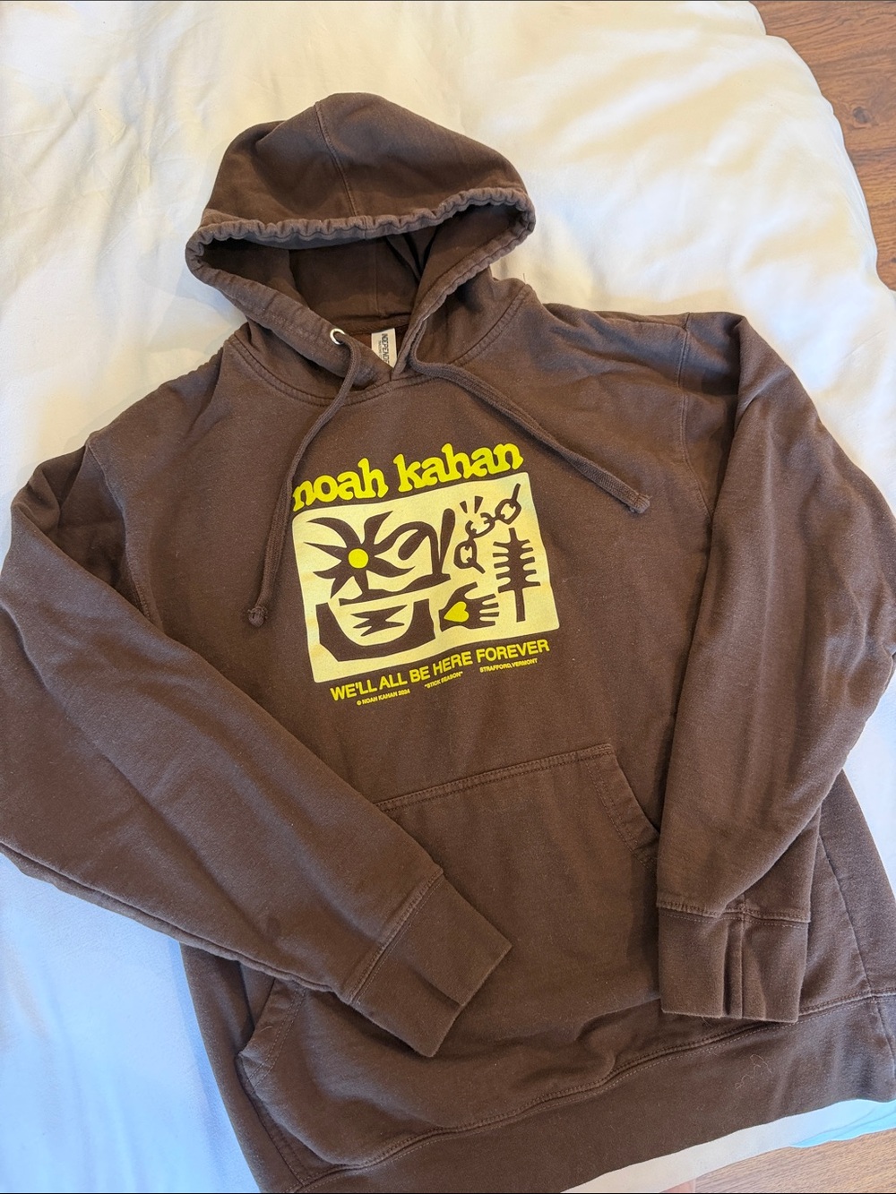 Noah Kahan Brown Graphic Hoodie with Yellow Print